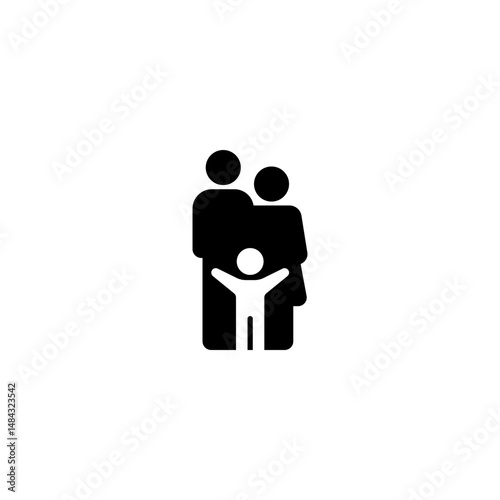 Parent and child icon. Simple solid style. People, kid, symbol, member, insurance, mother, son, father, generation, person, family love concept. Vector illustration isolated