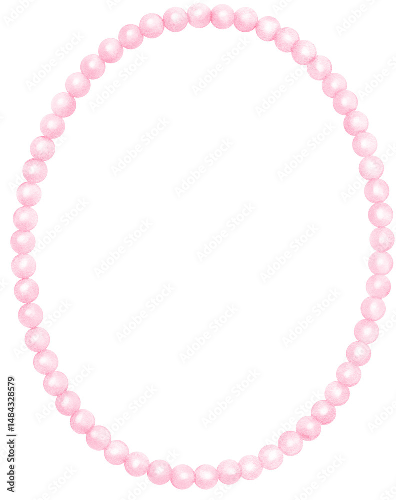 Playful Pink Pearl Frame Oval Shape watercolor Playful Pink Pearl Frame Oval Shape watercolor