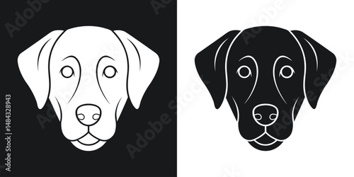 Minimalist vector illustration of a labrador retriever dog in black and white