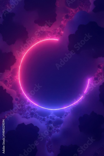 Neon Circle on Cosmic Purple Foam