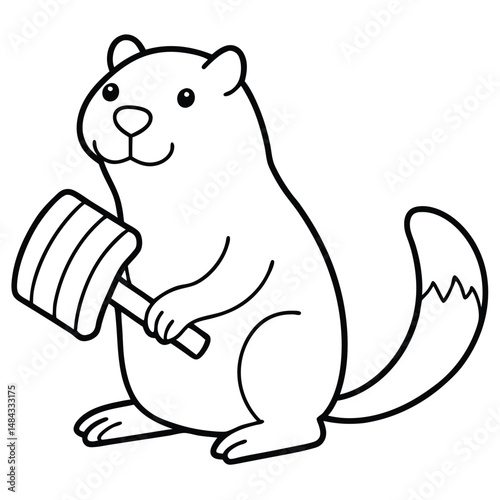 North American Beaver illustration white background