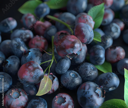  Abundant Pile of Fresh Blueberries, Ready for Baking or Healthy Snacking