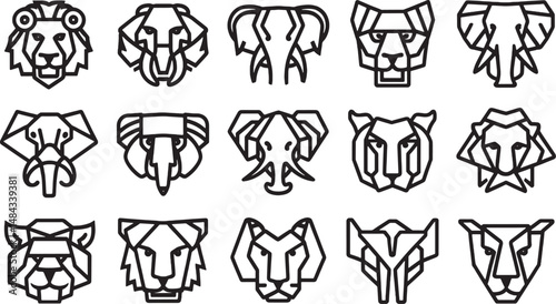 A set of different animals face vector
