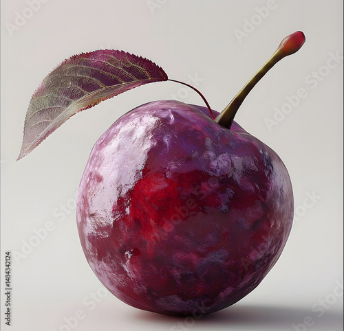 Single Dark Red Cherry with a Subtle Glaze and Delicate Water Droplets