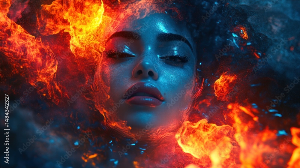 Abstract face in flames Abstract face in flames