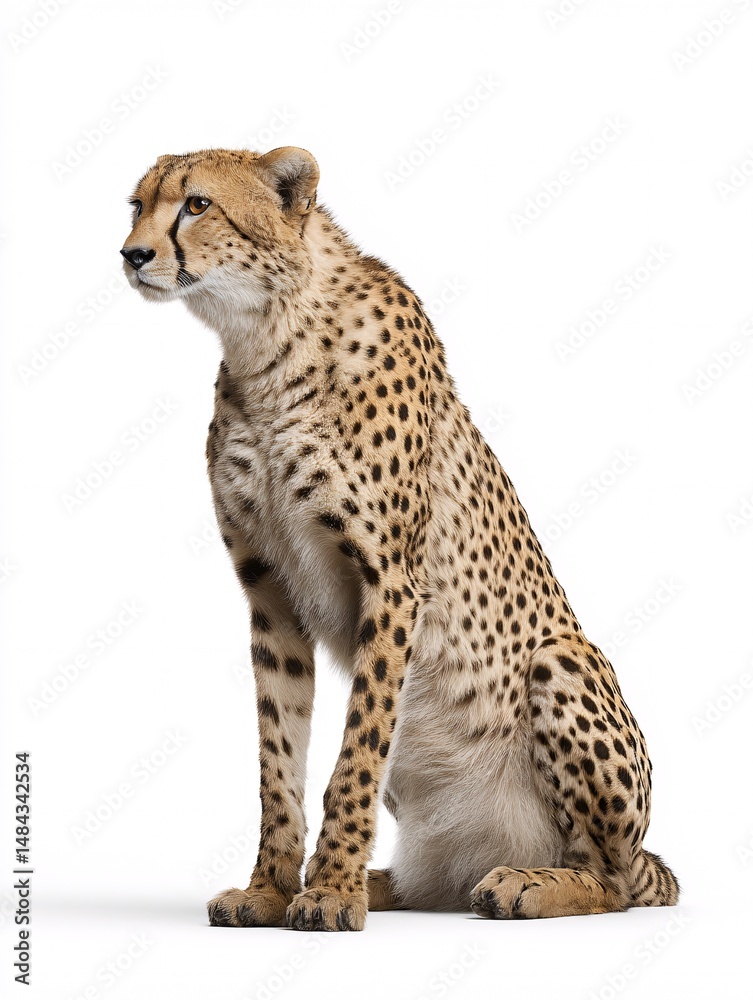 Fototapeta premium Elegant Cheetah Sitting Gracefully with Spot Pattern