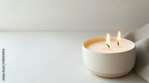 Wallpaper Mural Minimalist White Soy Candle with Natural Fragrance Close-Up of Text Copy Area for Stylish Loft Interiors Torontodigital.ca