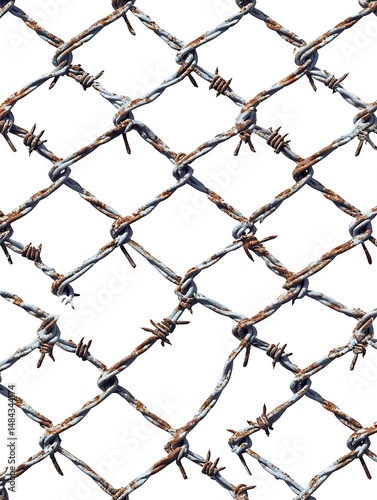 Rusty barbed wire fence pattern