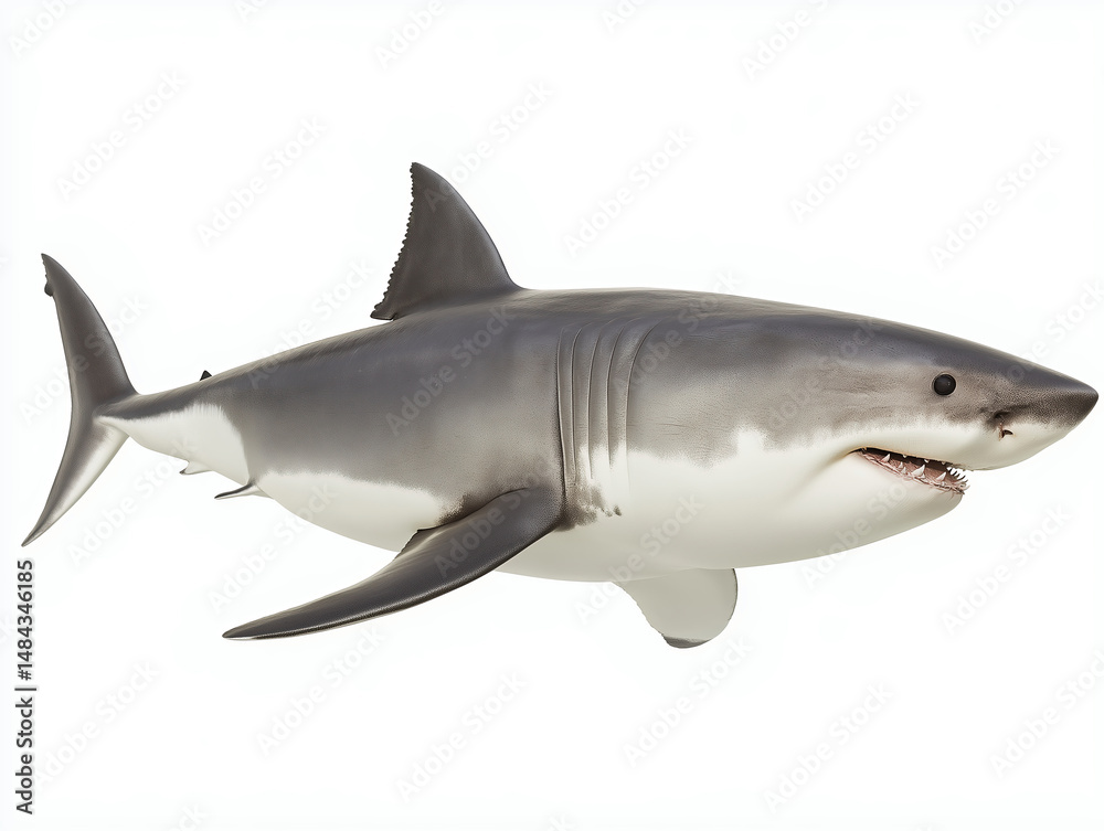 Fototapeta premium Great White Shark: The Apex Ocean Predator Showcasing Nature's Fierce Marine Beauty in Underwater Wildlife Habitats