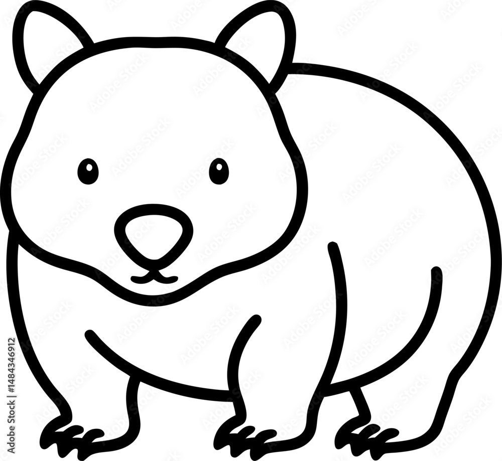 Fototapeta premium Wombat line art vector art icon 
