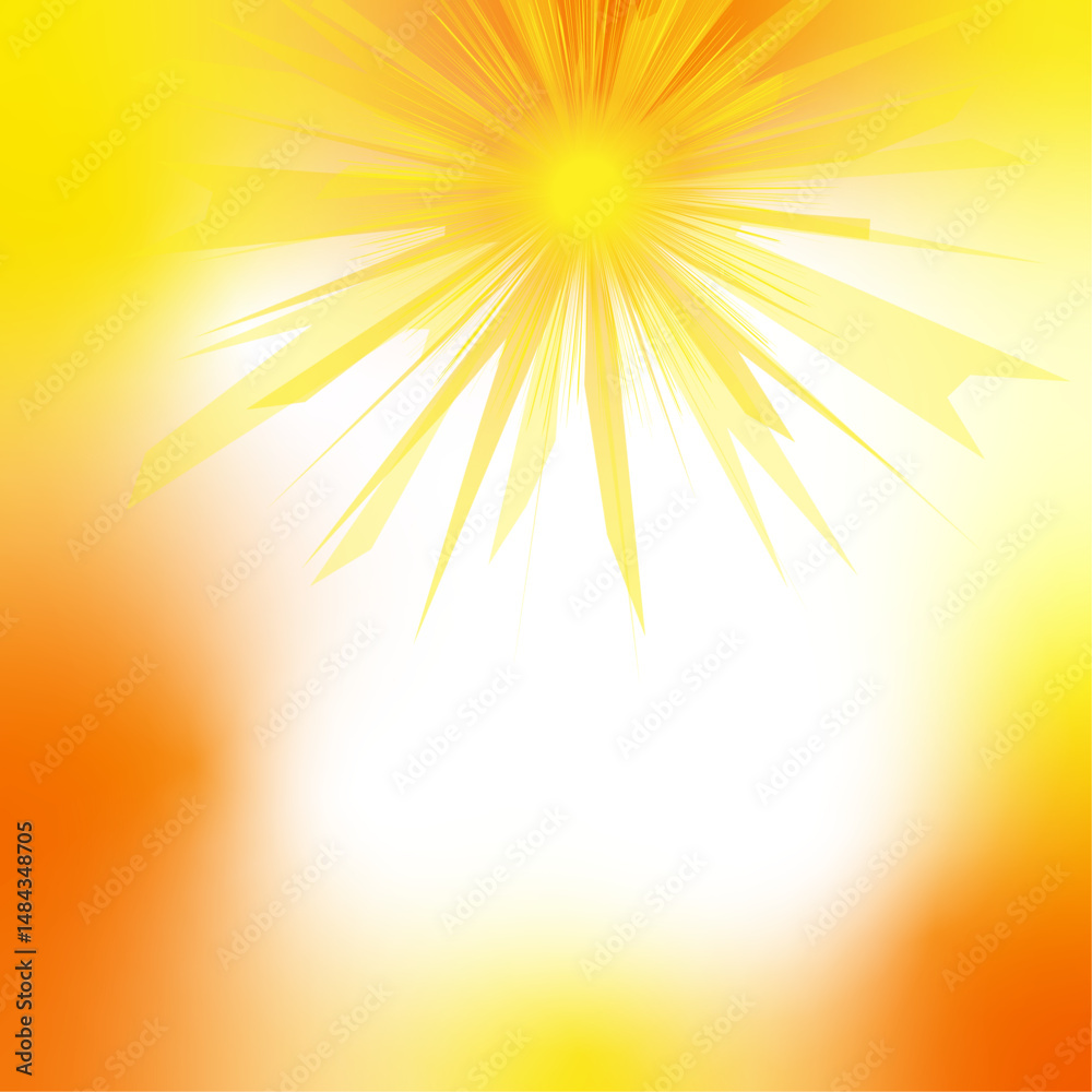 Obraz premium 黄色の暑い真夏の太陽・熱中症の背景透過ベクターイラスト背景素材3