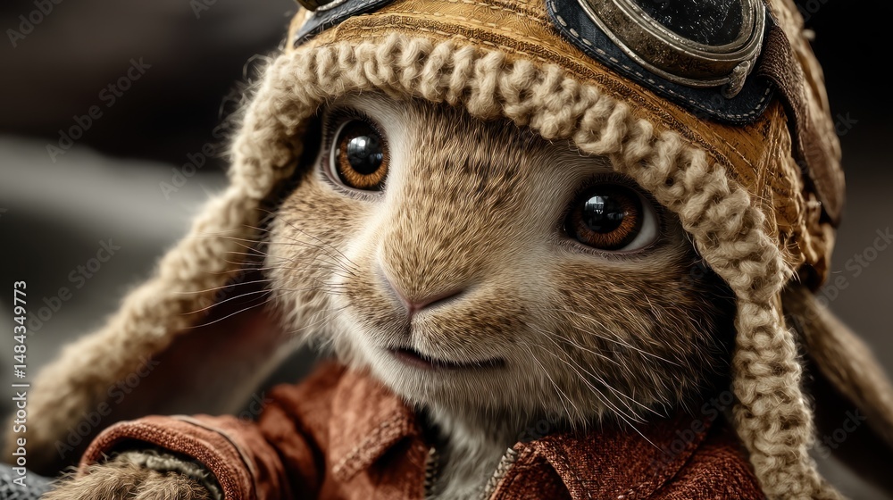 Fototapeta premium Rabbit pilot portrait