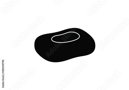 Soap silhouette. The image is a black silhouette of a bar of soap, a common product used for cleaning and personal hygiene. Vector clipart illustration design.