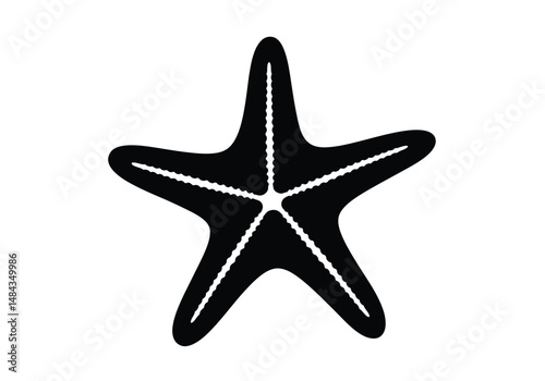 Starfish silhouette. This image is a black silhouette of a starfish, a marine creature with five arms. Vector clipart illustration design.