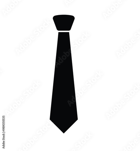 Tie silhouette. This image is a black silhouette of a tie, a formal neckwear accessory often worn with suits in business or formal settings. Vector clipart illustration design.