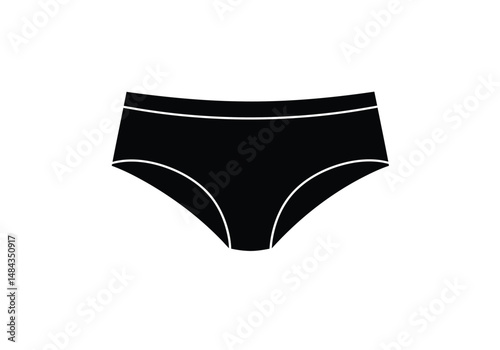 Underwear silhouette. This image is a black silhouette of underwear, specifically women's panties or briefs. Vector clipart illustration design.