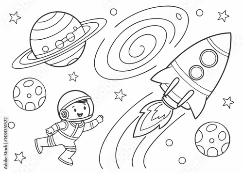 Coloring Page Outline Of a cartoon Space Coloring Page for Kids