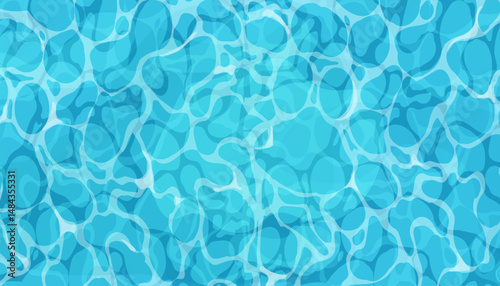 Water ripple surface pool or ocean water with glares sunlight reflections, game texture top view. Beach sea clean and deep water.