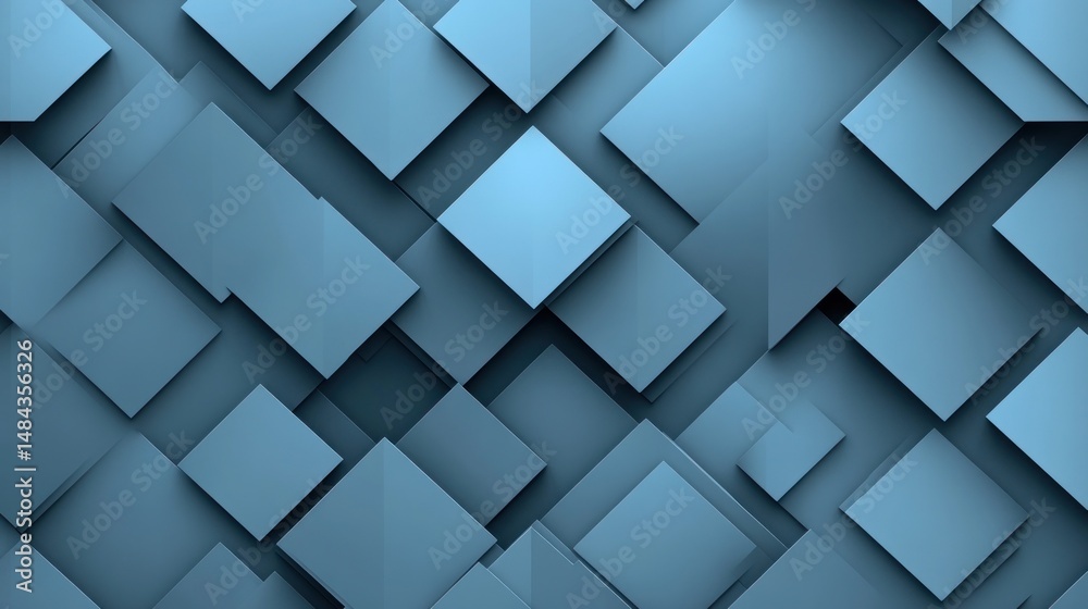 Fototapeta premium Abstract blue geometric squares