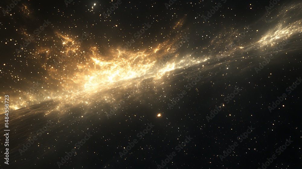 Fototapeta premium Golden nebula in deep space