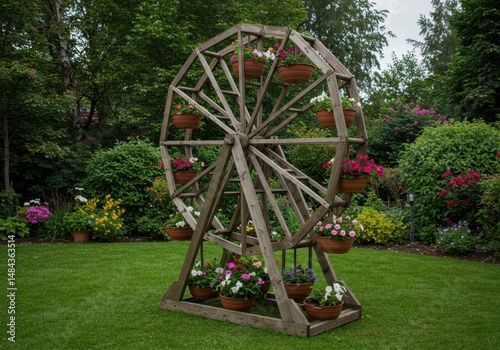 Ferris wheel planter isolated on white background