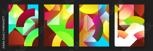 Four abstract geometric designs suitable for backgrounds, branding, print materials, and modern digital projects requiring a stylish touch.