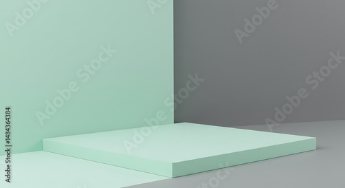 Wallpaper Mural Minimalist Green Platform: A Serene Geometric Composition Torontodigital.ca