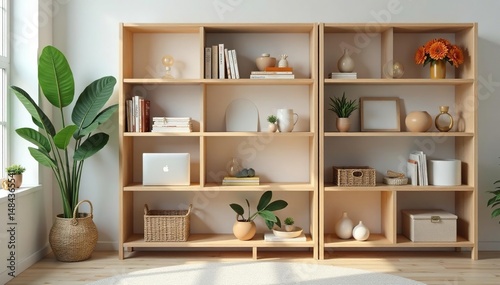 Flatpack shelving unit components, ready for assembly , bedroom, home