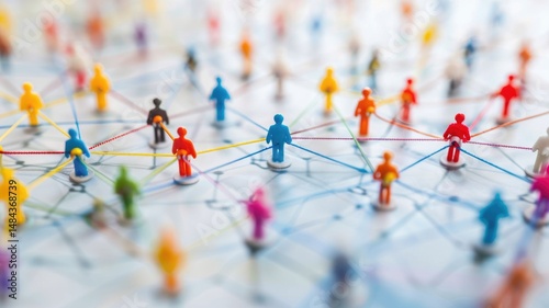 Picture symbolized people connect with social media system for entertainment or business, online community concept. Internet network technology for user to find or communicate diverse friend. AIG53.