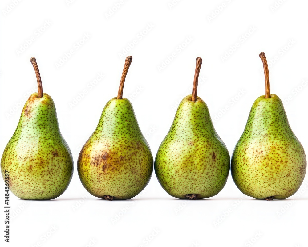 Fresh Green Pears on White Background, Perfect for Healthy Eating and Diet Promotion in Culinary and Nutrition Projects Fresh Green Pears on White Background, Perfect for Healthy Eating and Diet Promotion in Culinary and Nutrition Projects