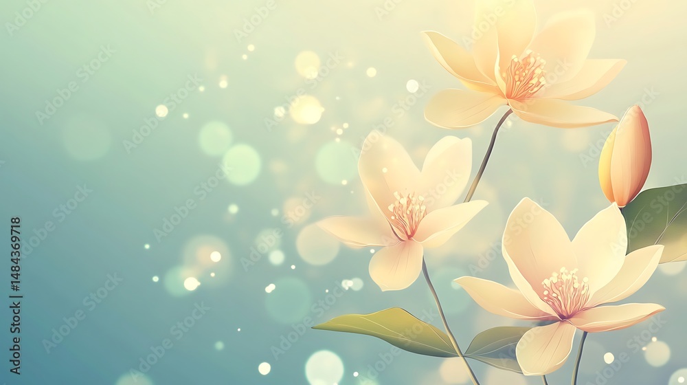 Soft, pale blossoms on a tranquil background Soft, pale blossoms on a tranquil background