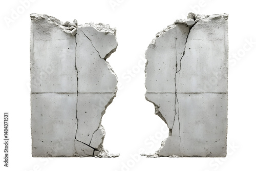 Symmetrical Rupture: Fractured Concrete Elements Suspended in Dark Void of Space