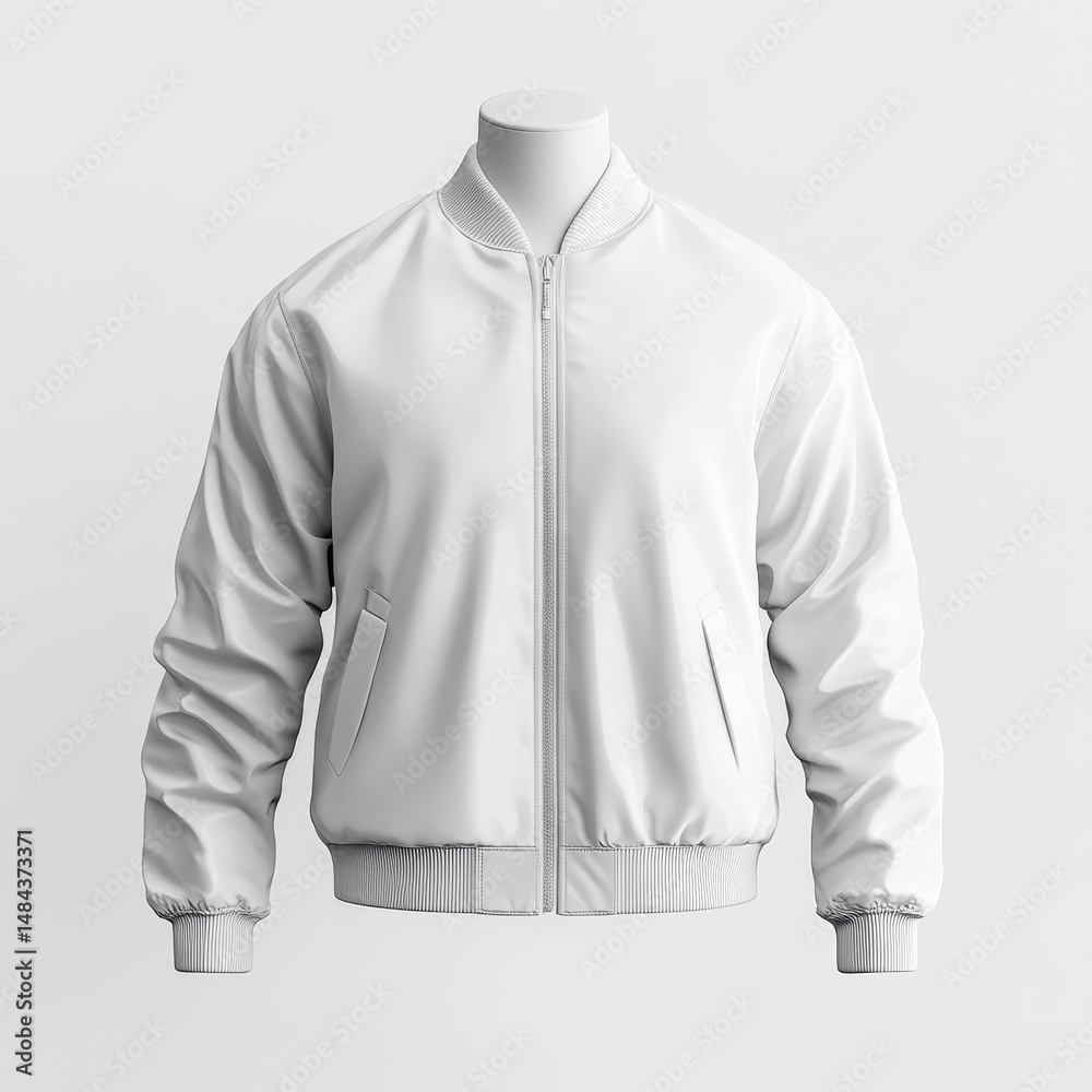 Fototapeta premium A hoodie mockup with sleeves slightly curled, laying flat on a white surface, high-resolution texture, blank area for branding