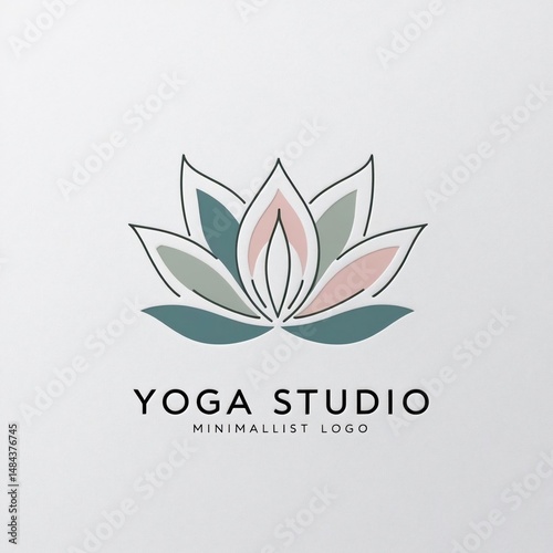 Elegant Lotus Flower Yoga Studio Logo Design in Pastel Colors