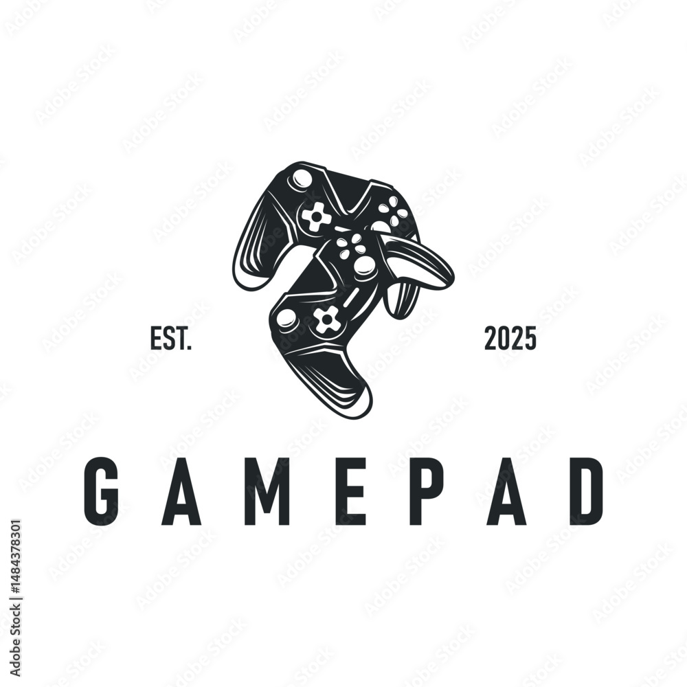 Obraz premium game console logo concept design game tool pro player silhouette symbol modern game stick gamepad illustration brand product or team template