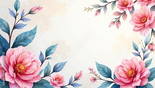 Delicate watercolor paisley and floral, soft pastel hues, design, floral