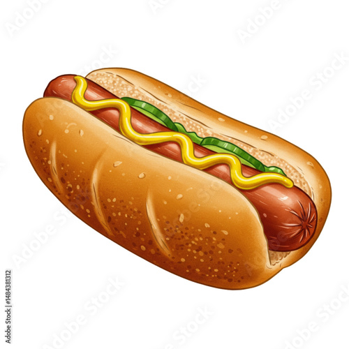 hot dog with mustard