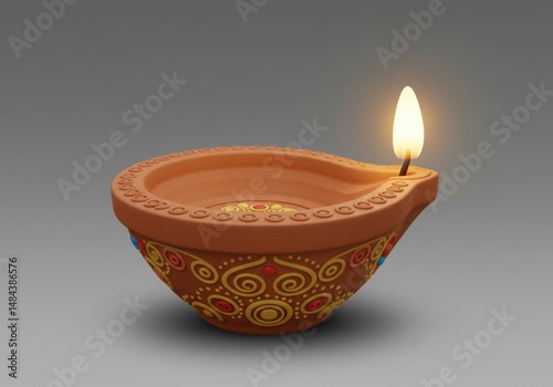 Diwali diya isolated on white background