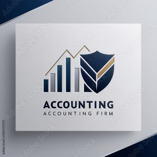 Accounting Firm Logo with Business Chart and Shield Icon