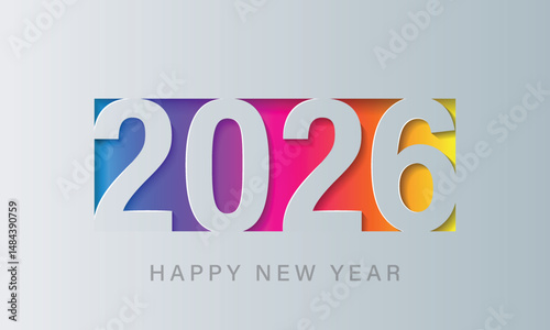 Happy new year 2026. Vector background. Brochure or calendar cover design template.