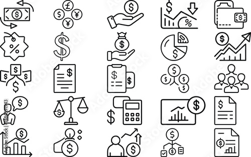 Business Finance and Investment Icons Set