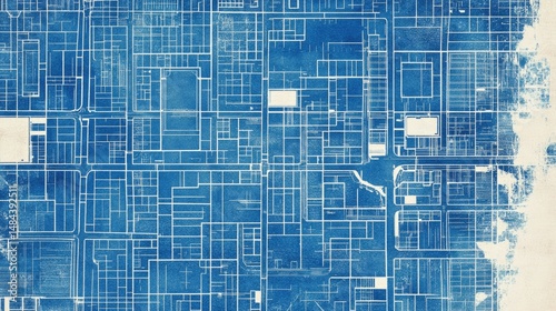 Urban development blueprints with zoning maps, building footprints, and traffic flow