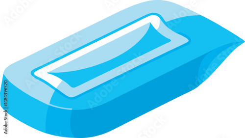 A clean and detailed vector art illustration of wet wipes, showcasing packaging and individual sheets for hygiene or baby care concepts