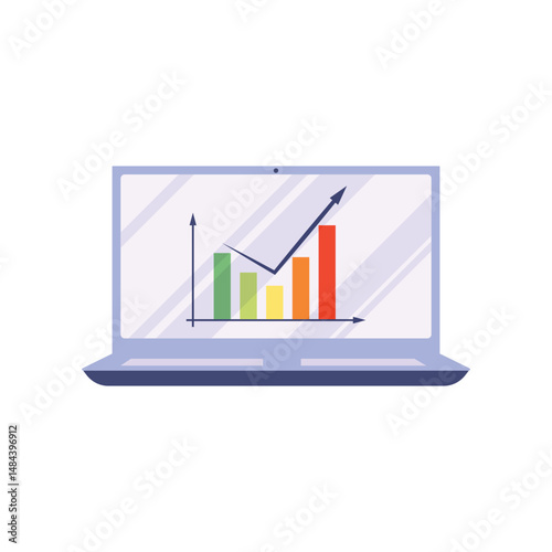 Laptop with Detailed Performance Graph Showing Business Growth and Analytics