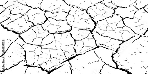  Abstract messy and distressed element for overlay.Grunge black and white crack texture background. 