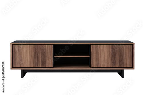Mid-century modern TV stand with wood and metal