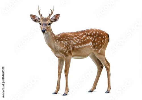 Wallpaper Mural Spotted deer standing alert looking at the camera on a white background in studio Torontodigital.ca