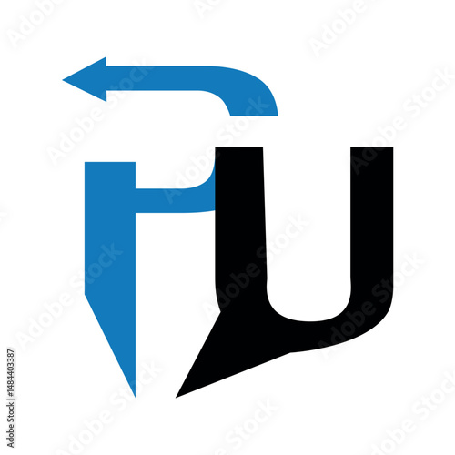 Pu letter logo vector template. Creative pu font logo.	