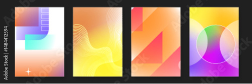 Abstract designs with vibrant gradient colors suitable for backgrounds, patterns, digital art, branding, and print materials with a modern aesthetic.