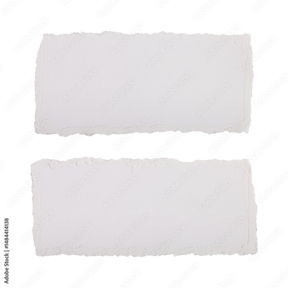 Obraz premium Set of white torn paper edge sheets isolated on transparent background